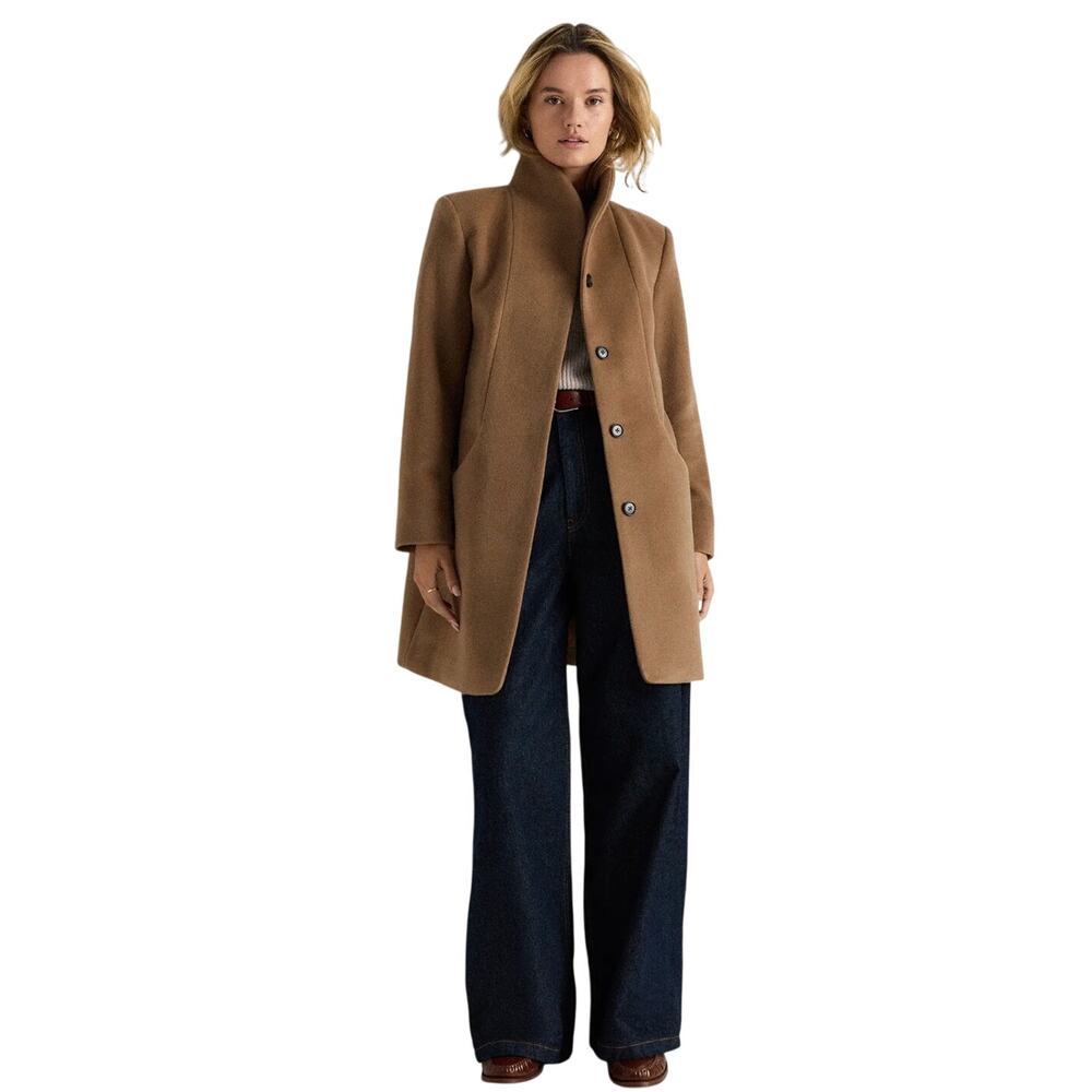 NWOT Quince Women's S Mod Italian Wool Cashmere Cocoon Coat Mocha Tan Retro